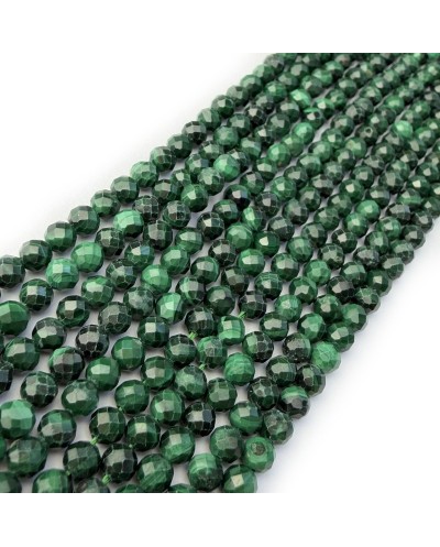 Kamień naturalny Malachit klasy AAA kulka fasetowana ok 4mm sznurek mix
