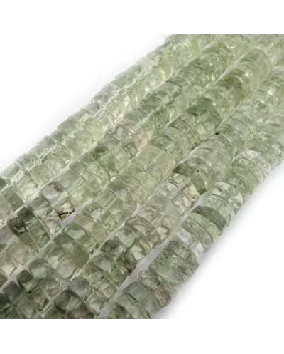 Kamień naturalny zielony ametyst dysk heishi fasetowany ok 6,3x3mm sznurek