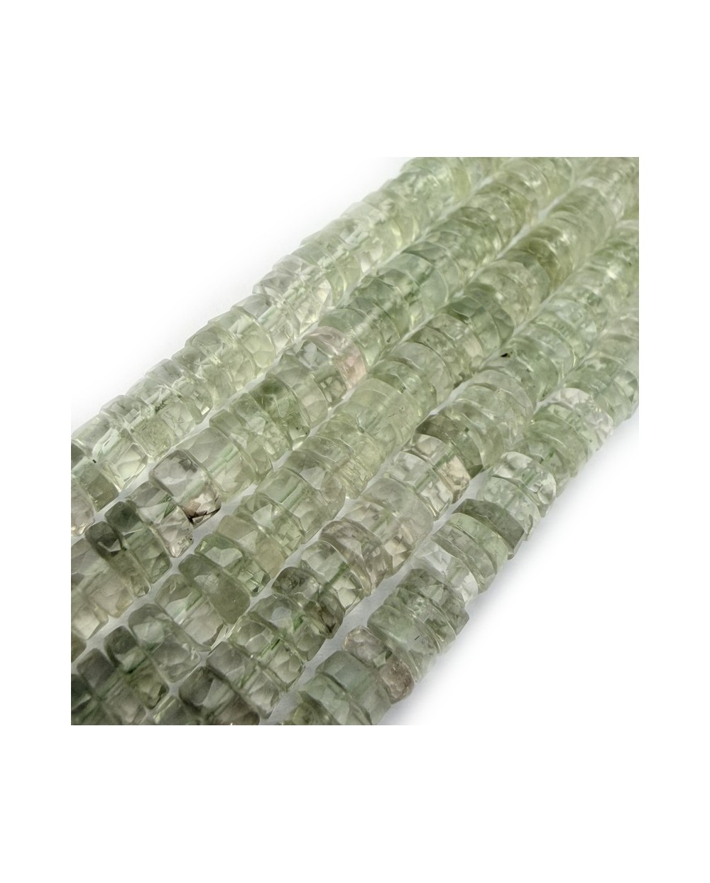 Kamień naturalny zielony ametyst dysk heishi fasetowany ok 6,3x3mm sznurek