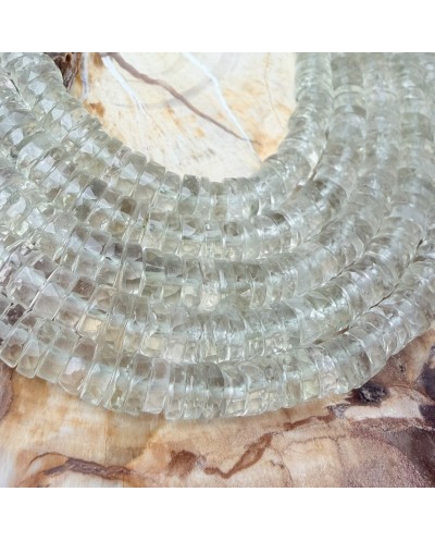 Kamień naturalny zielony ametyst dysk heishi fasetowany ok 6,3x3mm sznurek