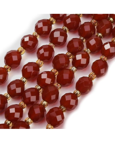 Kamień naturalny Agat karneol oliwka fasetowana 8~9x7~8mm  sznurek