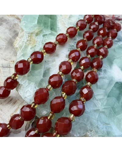 Kamień naturalny Agat karneol oliwka fasetowana 8~9x7~8mm  sznurek