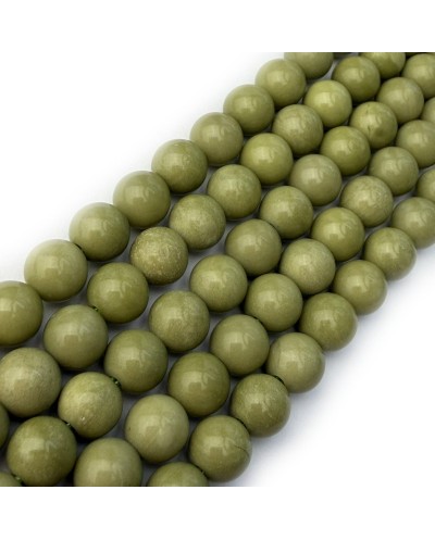 Kamień Naturalny Agat Alashan w kolorze matcha kulka gładka ok 6mm sznurek