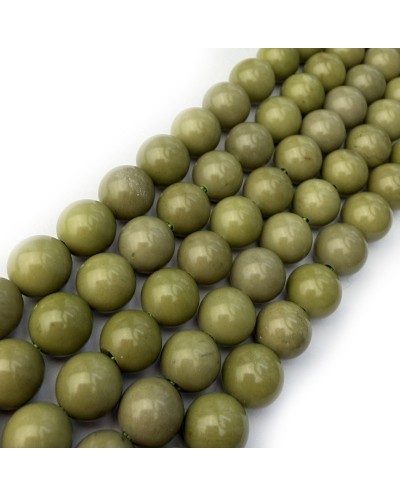 Kamień Naturalny Agat Alashan w kolorze matcha kulka gładka ok 8mm sznurek
