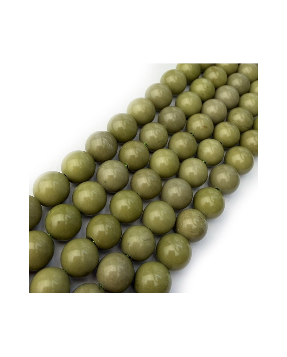 Kamień Naturalny Agat Alashan w kolorze matcha kulka gładka ok 8mm sznurek