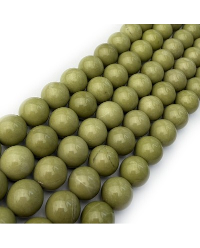 Kamień Naturalny Agat Alashan w kolorze matcha kulka gładka ok 10mm sznurek