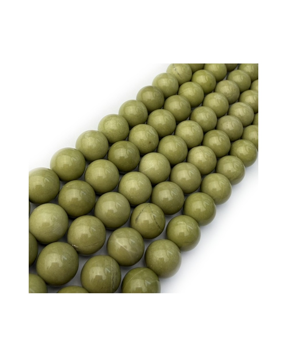 Kamień Naturalny Agat Alashan w kolorze matcha kulka gładka ok 10mm sznurek