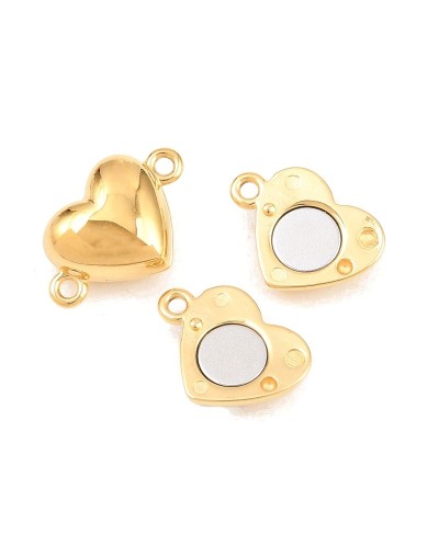 Zapięcie magnetyczne z bolcami 9x14x6mm stal nierdzewna złota serce