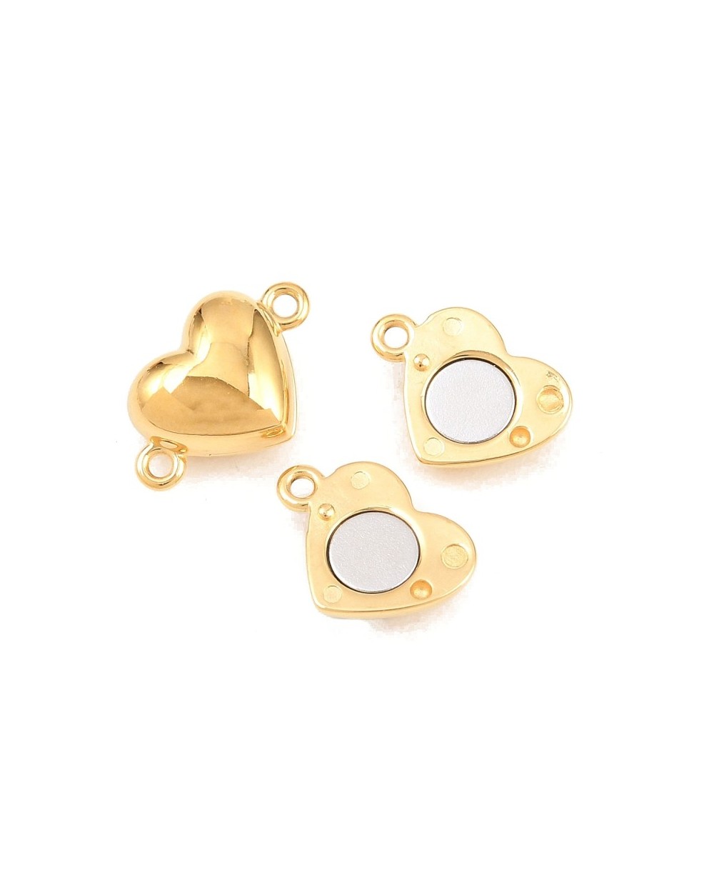 Zapięcie magnetyczne z bolcami 9x14x6mm stal nierdzewna złota serce