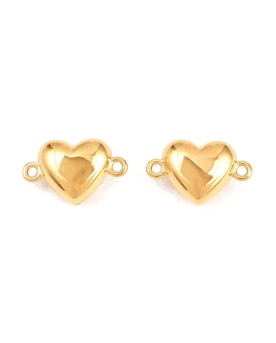 Zapięcie magnetyczne z bolcami 9x14x6mm stal nierdzewna złota serce