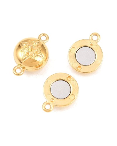 Zapięcie magnetyczne z bolcami 9x14x6mm stal nierdzewna złota