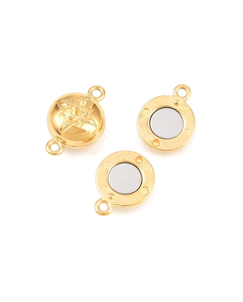 Zapięcie magnetyczne z bolcami 9x14x6mm stal nierdzewna złota