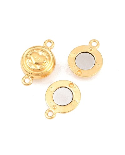 Zapięcie magnetyczne z bolcami 9x14x5mm stal nierdzewna złota serce