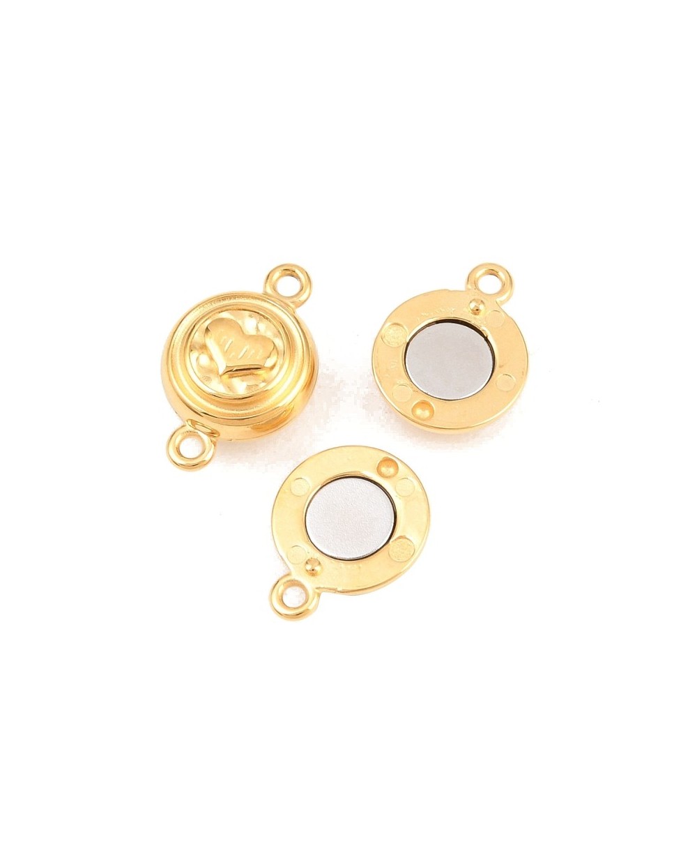 Zapięcie magnetyczne z bolcami 9x14x5mm stal nierdzewna złota serce