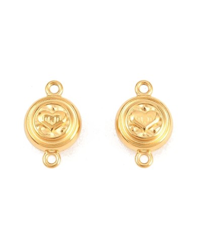 Zapięcie magnetyczne z bolcami 9x14x5mm stal nierdzewna złota serce