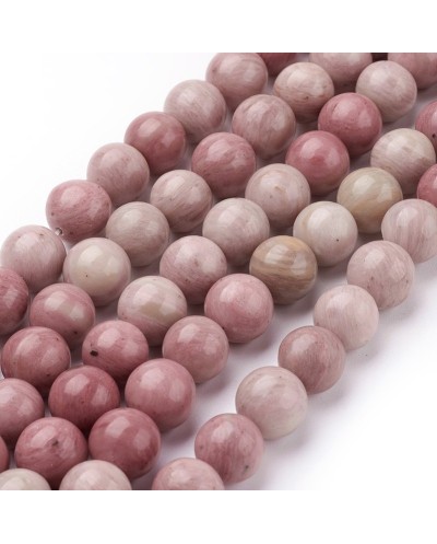 Kamień naturalny Rodonit kulka gładka 10mm mix róż sznurek