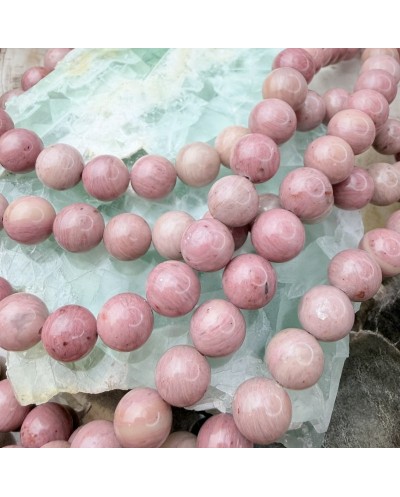 Kamień naturalny Rodonit kulka gładka 10mm mix róż sznurek