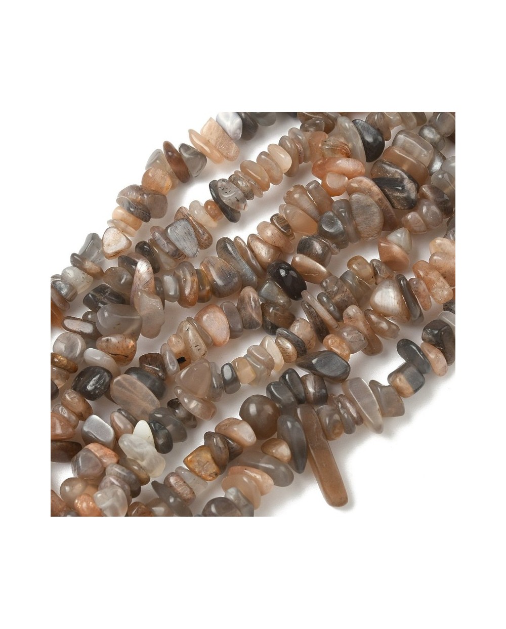 Kamień Słoneczny i księżycowy sieczka 8~13x6~8x3~5mm sznurek ok 77 cm