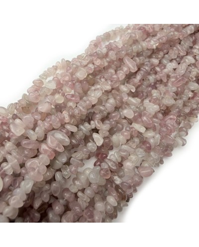 Kwarc różowy sieczka drobna 1.5~4.5x3~13x2.5~8mm sznurek ok 80 cm