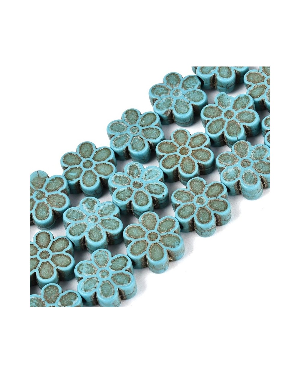 Turkus Syntetyczny kwiatek 13x15mm sznurek