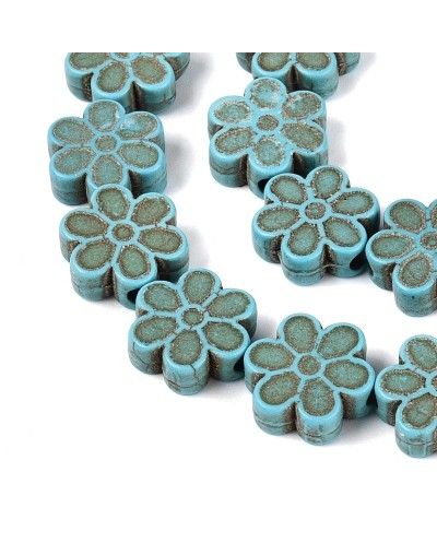 Turkus Syntetyczny kwiatek 13x15mm sznurek