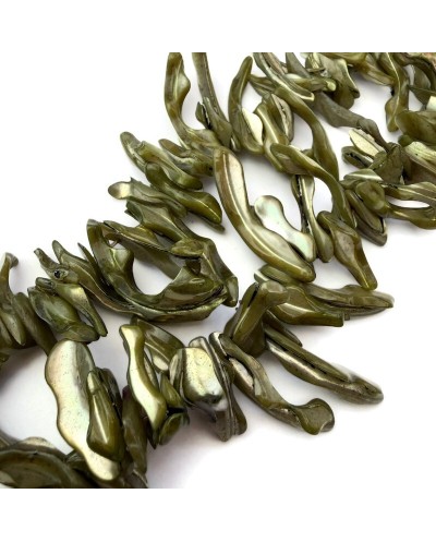 Naturalna muszla sieczka podłużna 2~11x22~25x5~8mm sznurek