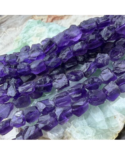 Kamień naturalny Ametyst bryłka surowa ok 6-8mm sznurek