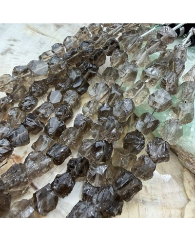 Kamień naturalny Kwarc Dymny bryłka surowa ok 6-8mm sznurek