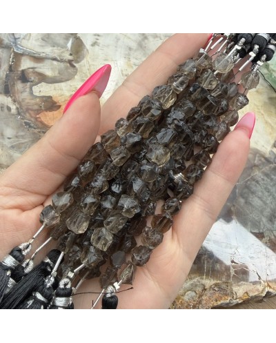 Kamień naturalny Kwarc Dymny bryłka surowa ok 6-8mm sznurek