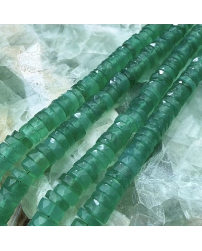 Kamień naturalny onyks zielony dysk heishi fasetowany ok 6x3mm sznurek