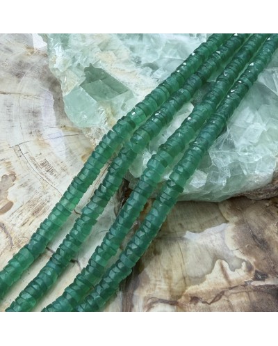 Kamień naturalny onyks zielony dysk heishi fasetowany ok 6x3mm sznurek