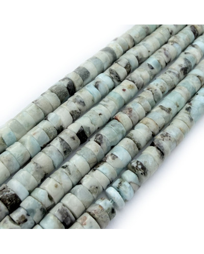 Kamień naturalny Larimar dysk heishi gładki 5~5.5x2.5~3mm sznurek mix