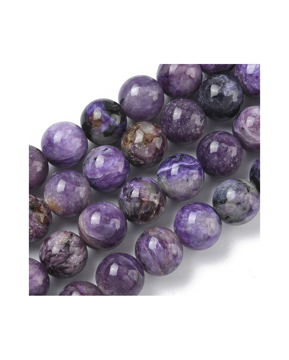 Kamień naturalny Czaroit kulka gładka ok 10~10.8mm sznurek klasa AAA