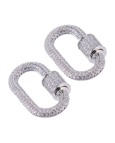 Zapięcie zakręcane owalne 28.5x16x3mm z cyrkoniami mosiądz