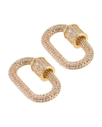 Zapięcie zakręcane owalne 28.5x16x3mm z cyrkoniami mosiądz złoty