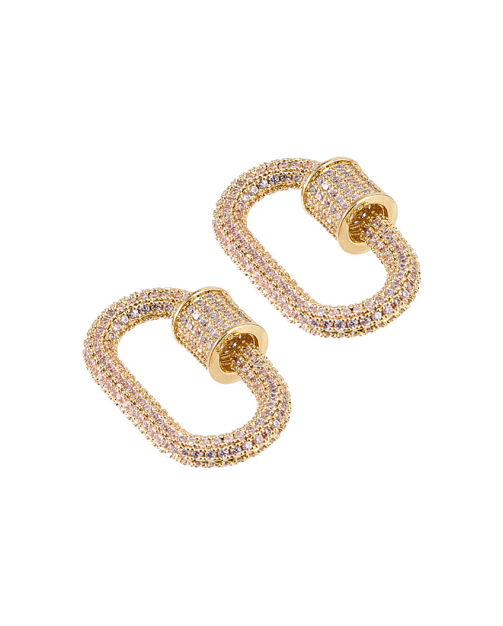 Zapięcie zakręcane owalne 28.5x16x3mm z cyrkoniami mosiądz złoty
