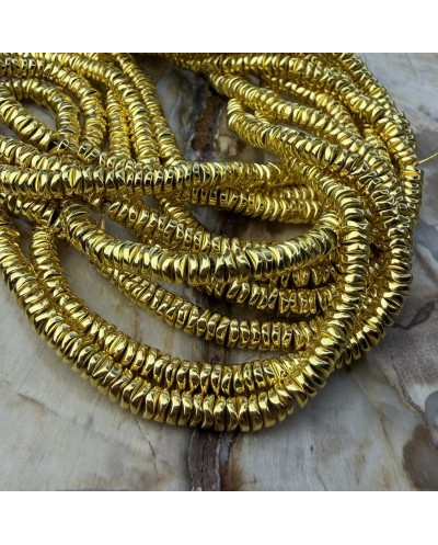 Kamień naturalny Hematyt dysk oponka 4x1,5mm jasno złoty