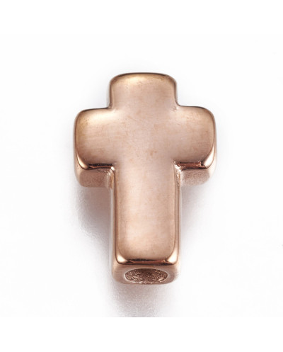 Przekładka ozdobna krzyżyk 14x10x4mm stal nierdzewna rose gold