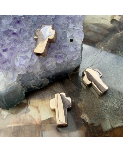 Przekładka ozdobna krzyżyk 14x10x4mm stal nierdzewna rose gold