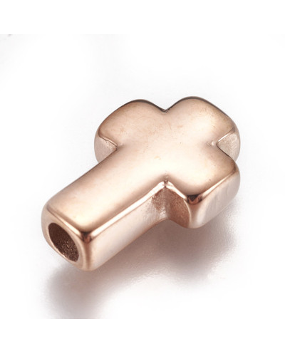 Przekładka ozdobna krzyżyk 14x10x4mm stal nierdzewna rose gold