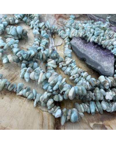 Larimar sieczka 5~10x5~7x1~6mm sznurek ok 40 cm