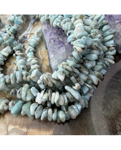 Larimar sieczka 5~10x5~7x1~6mm sznurek ok 40 cm