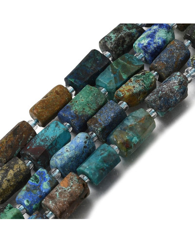 Kamień naturalny Chryzokola walec ok 10.5~12.5x7~7.5mm sznurek