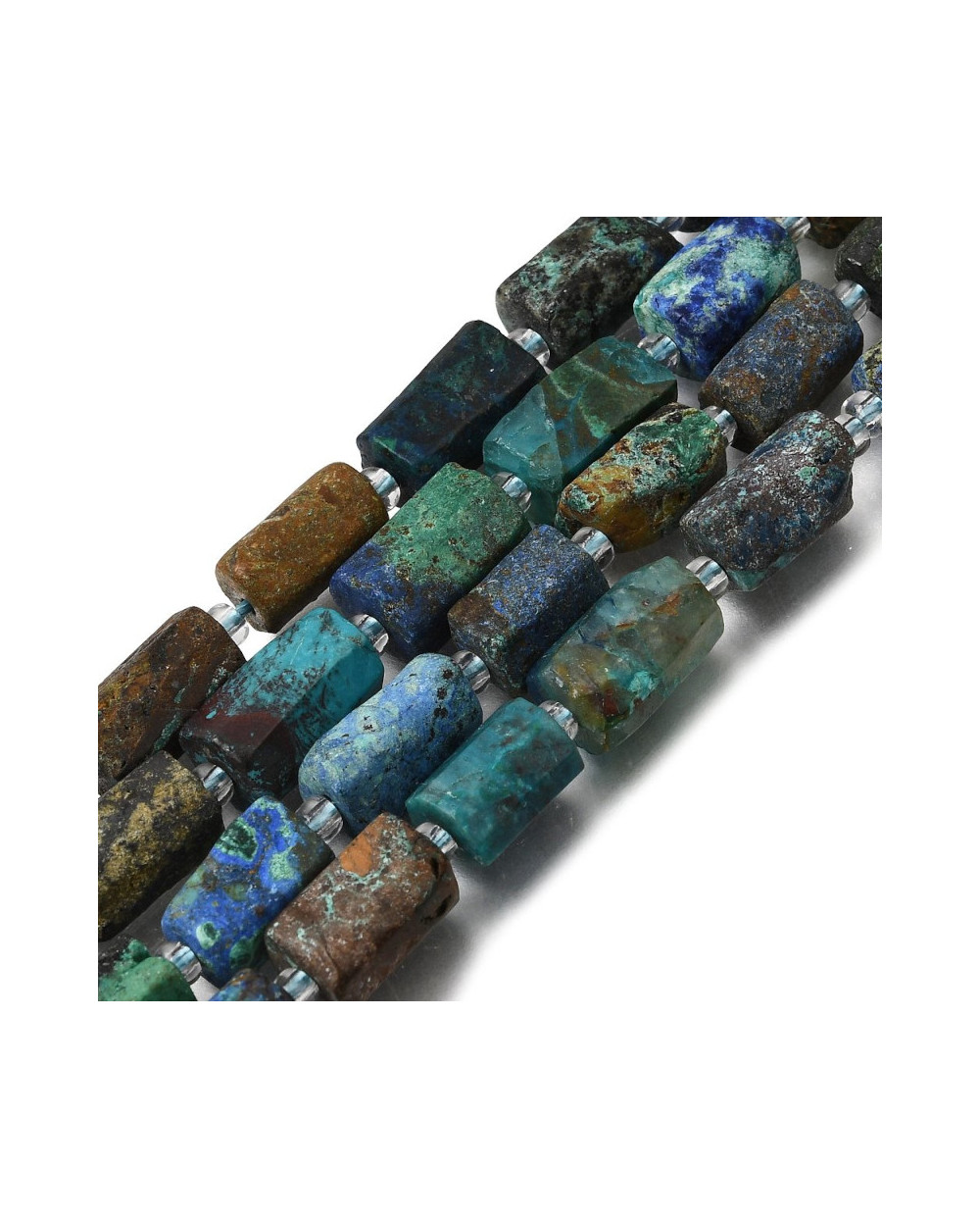 Kamień naturalny Chryzokola walec ok 10.5~12.5x7~7.5mm sznurek