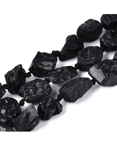 Kamień naturalny Turmalin czarny surowa bryłka ok 9~19x7~15x7~15mm sznurek