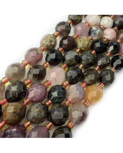 Kamień naturalny Turmalin oliwka fasetowana 8~9x6~8mm sznurek