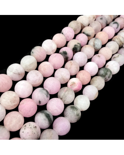 Kwarc naturalny kulka matowa ok 6mm różowy mix sznurek