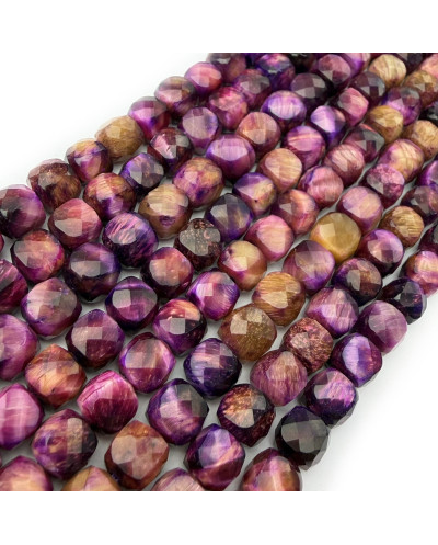 Tygrysie Oko Kostka Fasetowana 7x8mm Szaro-Zielona | elemenciki.pl