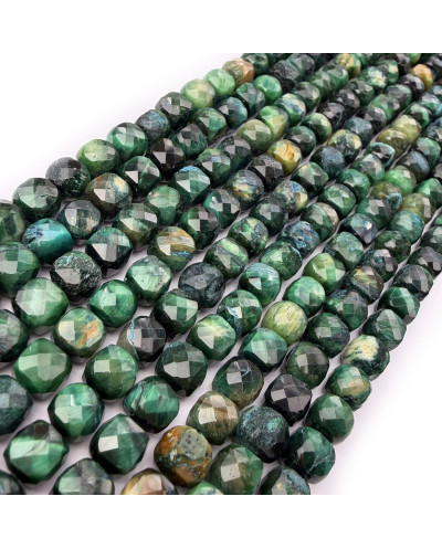 Tygrysie Oko Kostka Fasetowana 7x8mm Szaro-Zielona | elemenciki.pl
