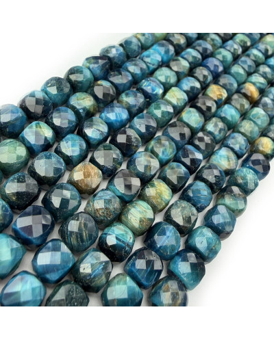 Tygrysie Oko Kostka Fasetowana 7x8mm Szaro-Zielona | elemenciki.pl